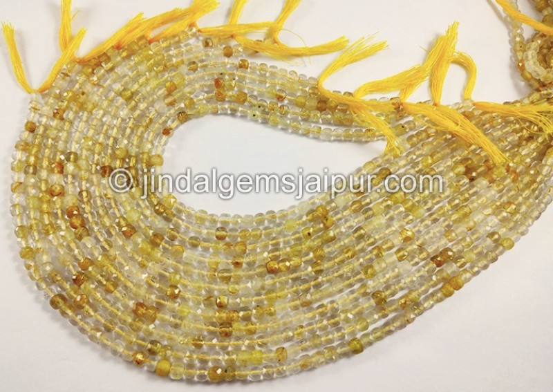 Golden Rutile Faceted Cube Shape Beads