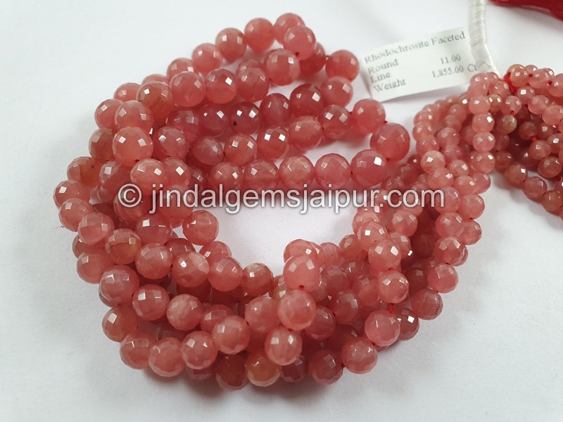 Rhodochrosite Faceted Round Balls Beads