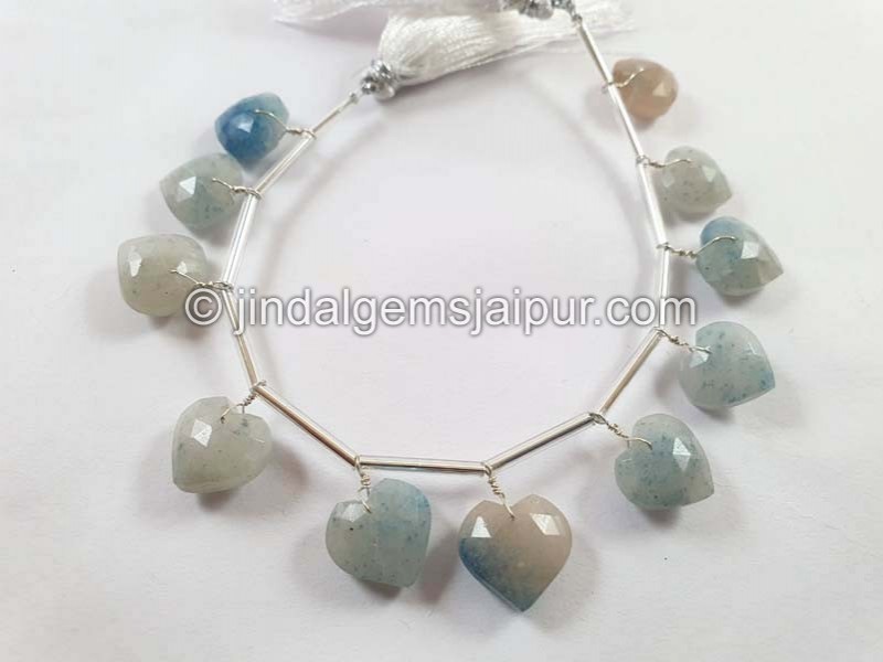 Lazulite Or Trolleite Quartz Faceted Heart Beads