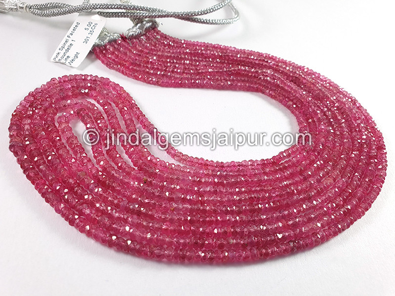 Pink Spinal Shaded Faceted Roundelle Shape Beads