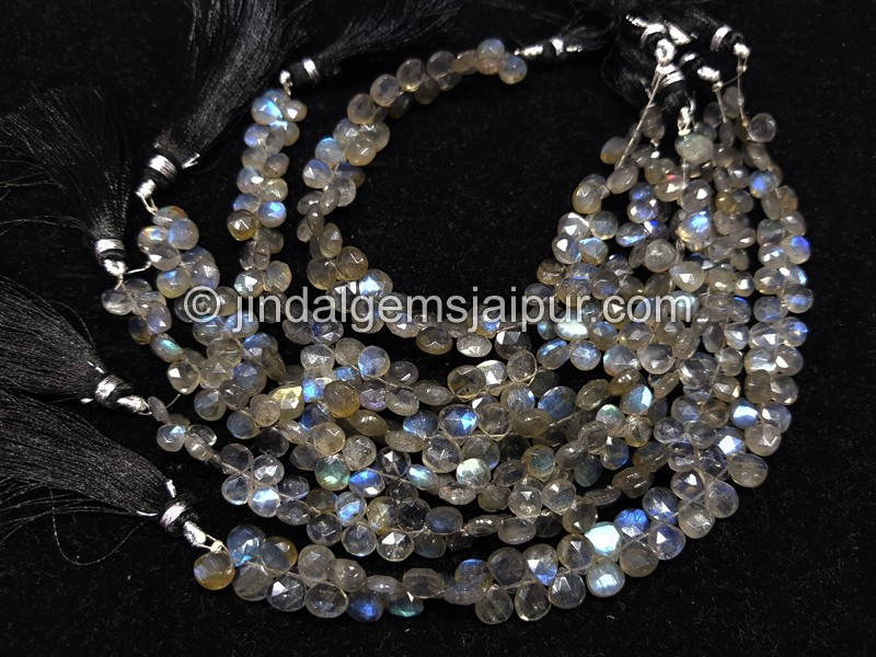 Labradorite Faceted Heart Beads