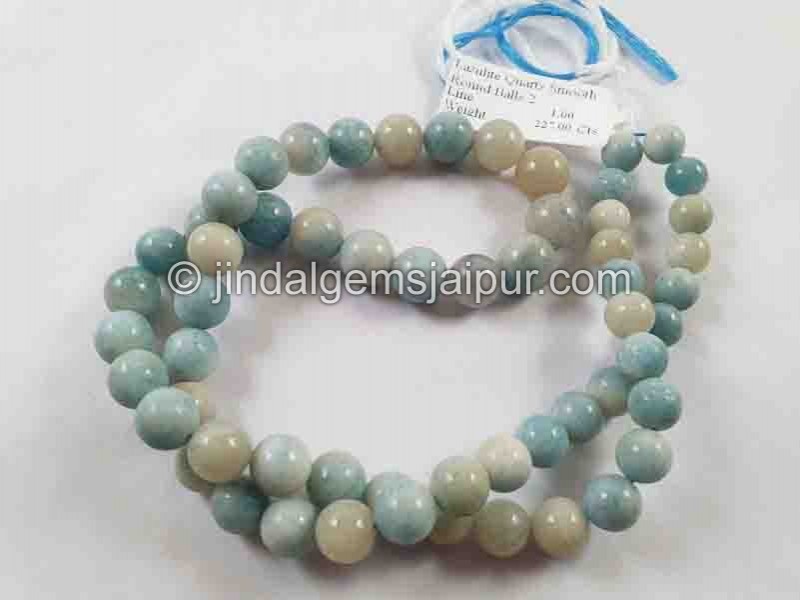 Blue Lazulite In Quartz Round Balls Beads