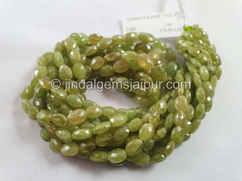 Sphene Faceted Oval Beads