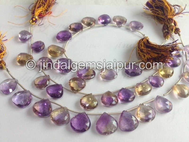 Ametrine Briollete Heart Beads