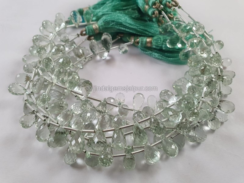 Green Amethyst Faceted Drop Beads