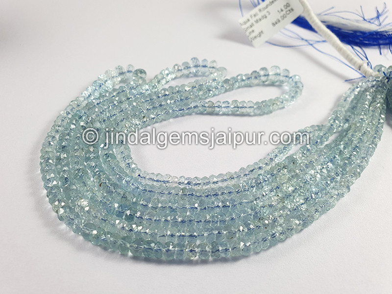 Aquamarine Faceted Roundelle Shape Beads