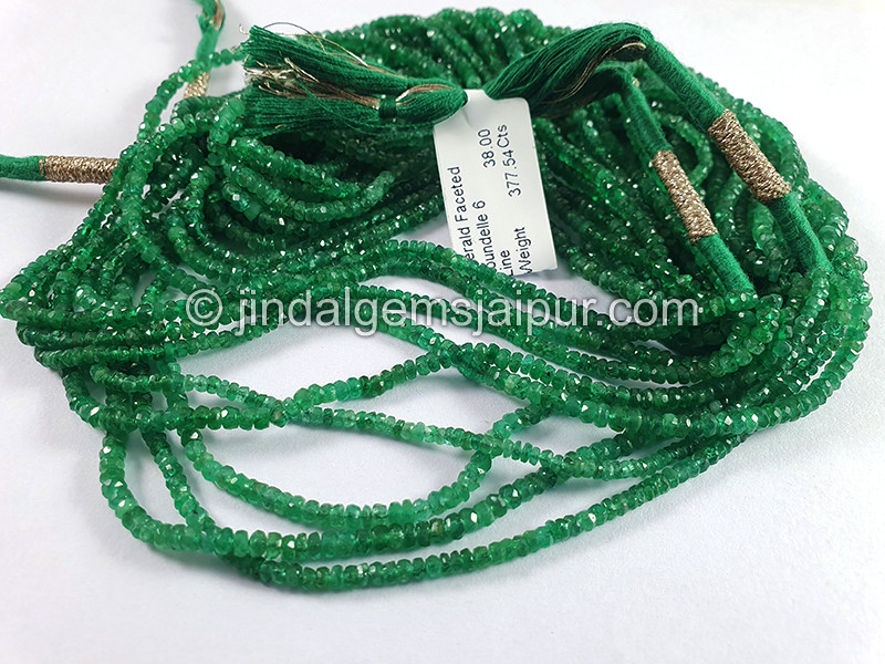 Emerald Faceted Roundelle Shape Beads