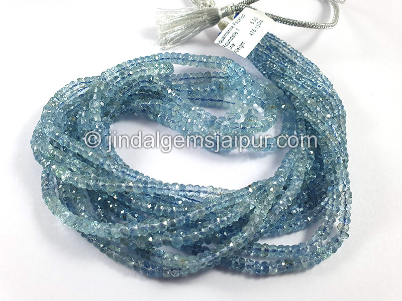 Aquamarine Faceted Roundelle Shape Beads