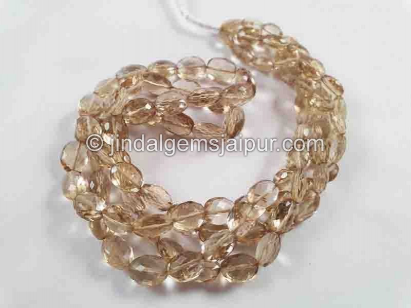 Champagne Citrine Faceted Oval Beads