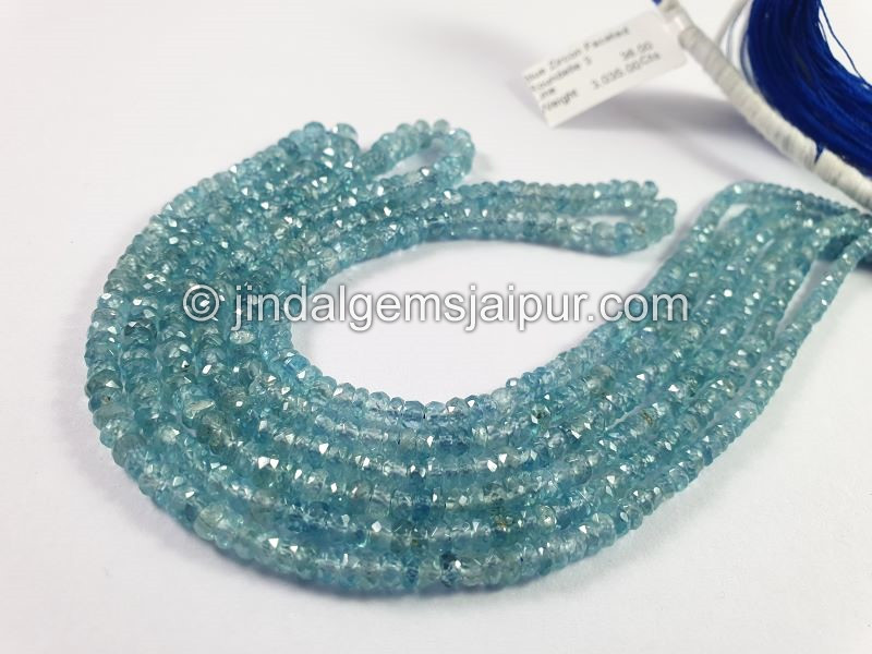 Blue Zircon Faceted Roundelle Shape Beads