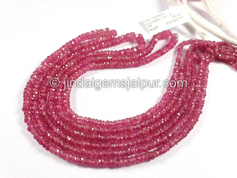 Ruby Faceted Roundelle Shape Beads