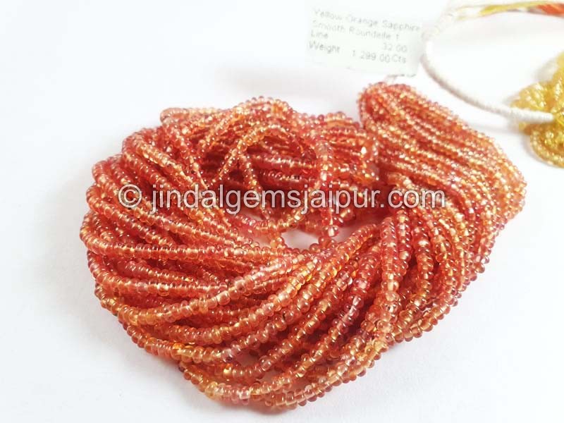 Orange Sapphire Smooth Roiundelle Beads