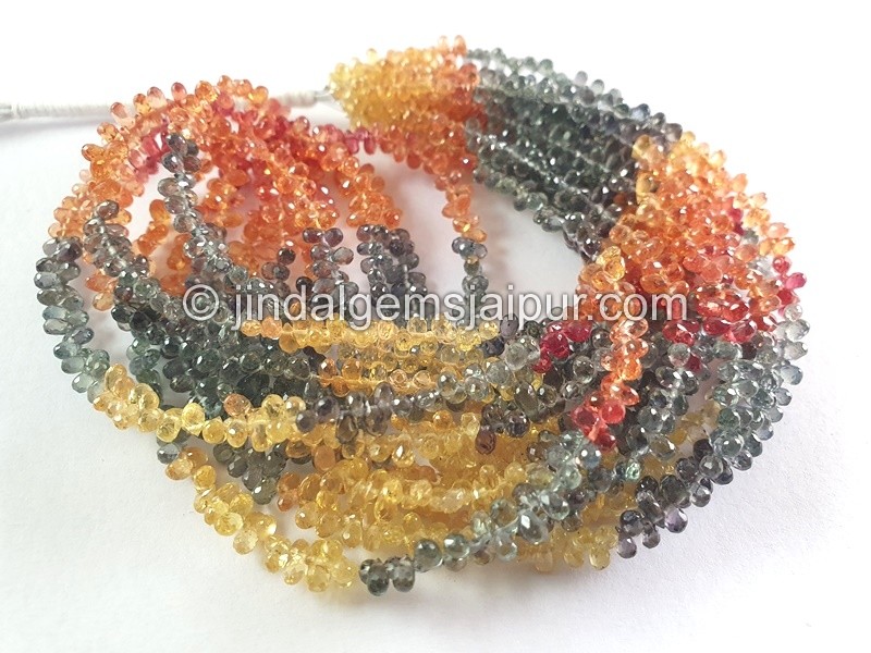 Multi Songea Sapphire Faceted Drop Beads