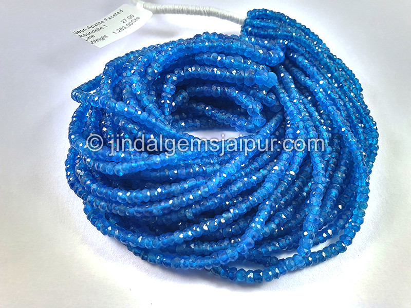 Neon Apatite Faceted Roundelle Shape Beads