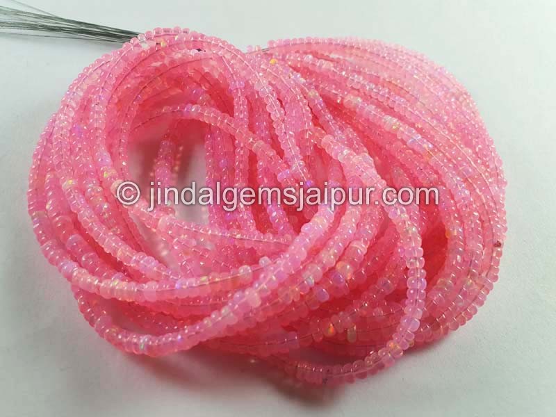 Pink Ethiopian Opal Smooth Roundelle Beads