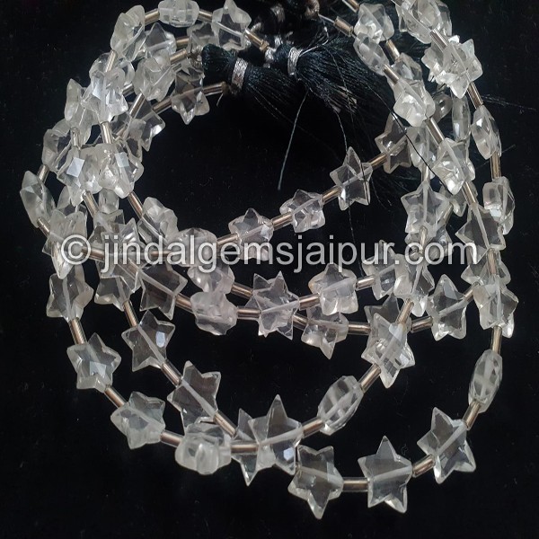 Crystal Quartz Faceted Star Beads