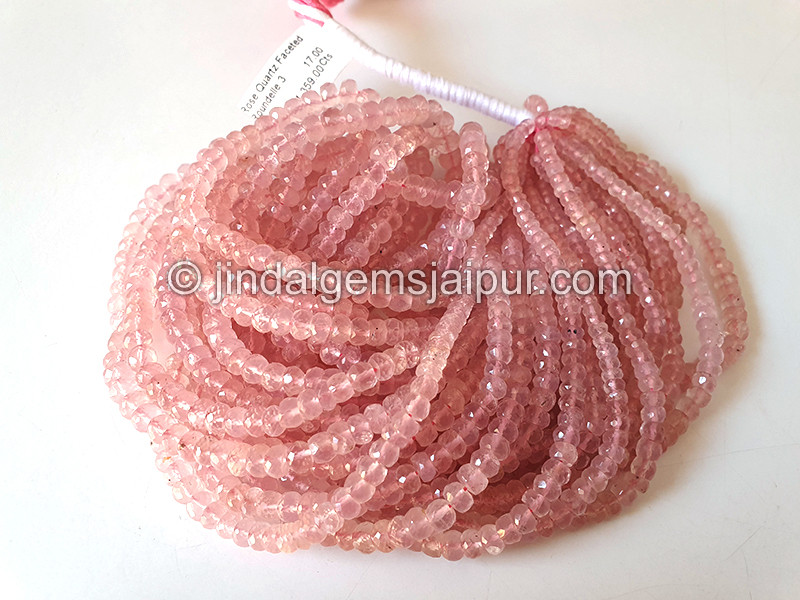 Rose Quartz Faceted Roundelle Shape Beads