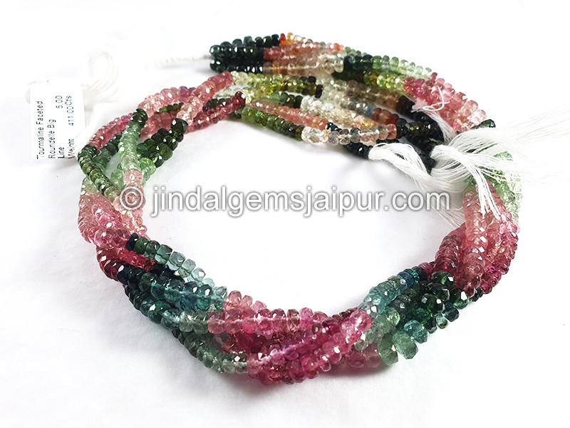 Tourmaline Faceted Roundelle Shape Big Beads