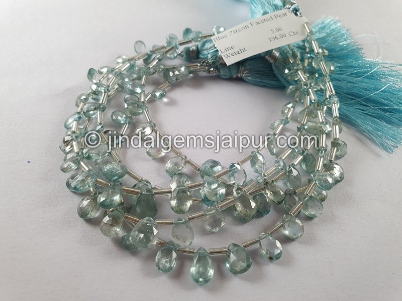 Blue Zircon Faceted Pear Shape Beads