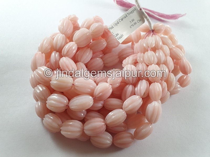 Pink Opal Carved Nuggets Beads