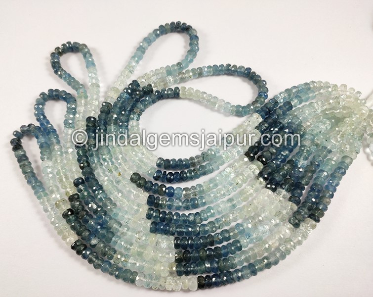 Santa Maria Aquamarine Shaded Faceted Roundelle Shape Beads