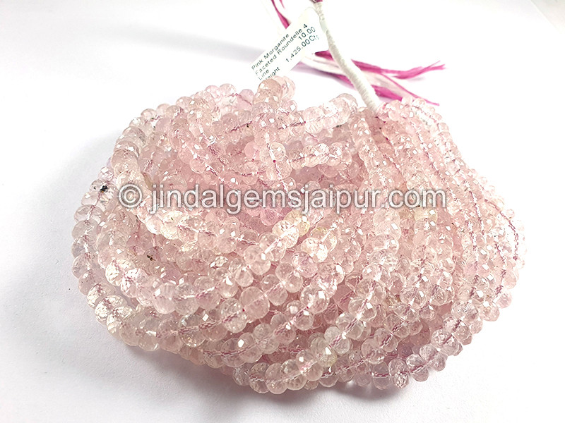 Pink Morganite Faceted Roundelle Shape Beads