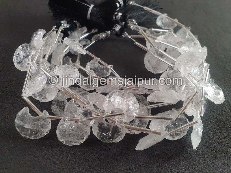 Crystal Hammered Moon Beads