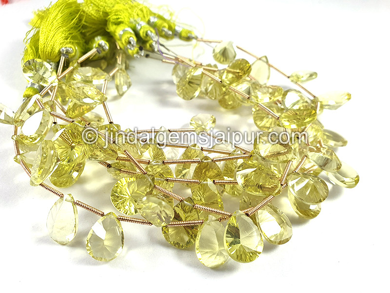 Lemon Quartz Concave Cut Pear Shape Beads