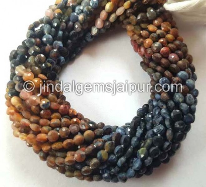 Pietersite Faceted Coin Shape Beads