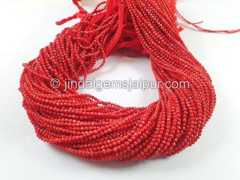 Coral Faceted Round Beads