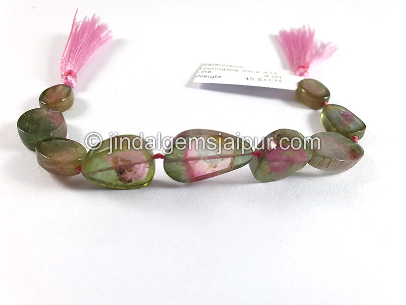 Watermelon Tourmaline Smooth Slices Beads