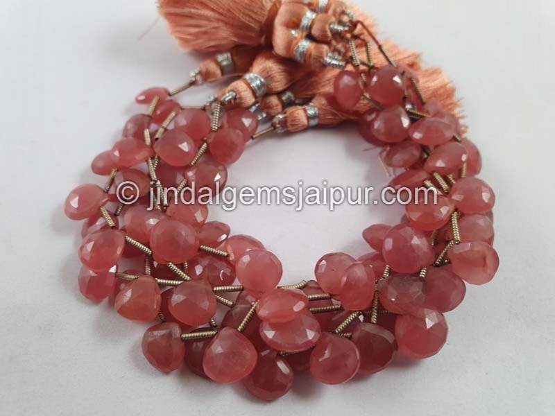 Rhodochrosite Far Faceted Heart Beads