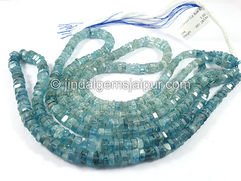 Blue Zircon Bolt Cut Shape Beads