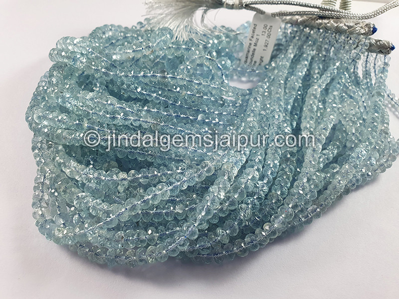 Aquamarine Faceted Roundelle Shape Beads