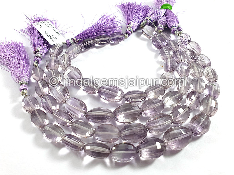 Pink Amethyst Step Cut Oval Shape Beads