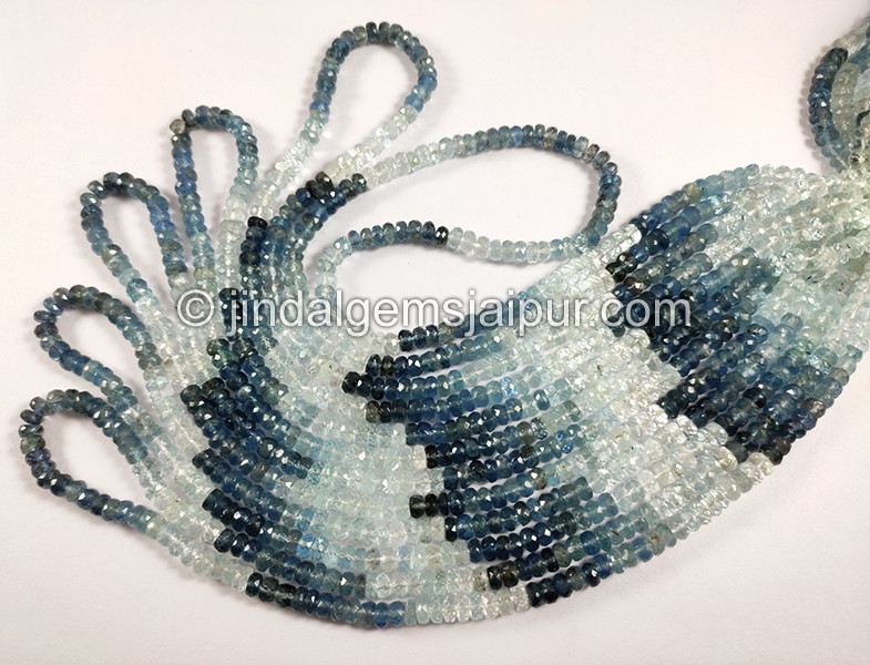 Santa Maria Aquamarine Shaded Faceted Roundelle Shape Beads