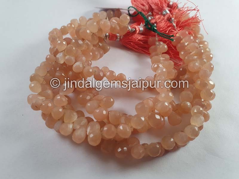 Peach Moonstone Faceted Drops Beads