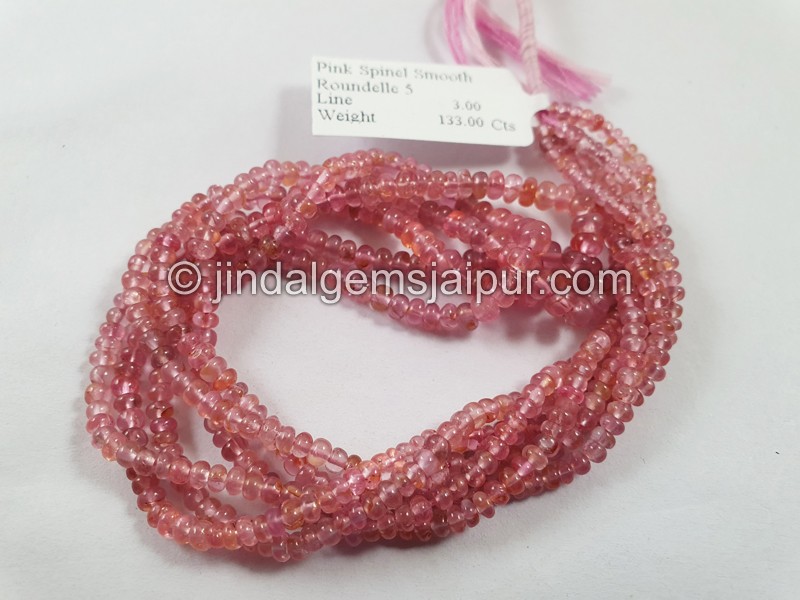 Pink Spinel Smooth Roundelle Beads