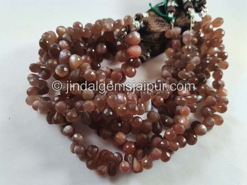 Chocolate Moonstone Faceted Drops Beads