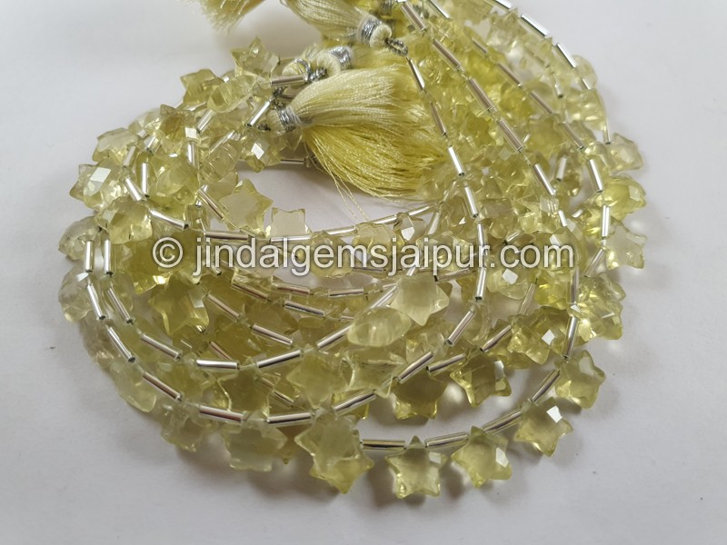 Lemon Quartz Faceted Star Beads