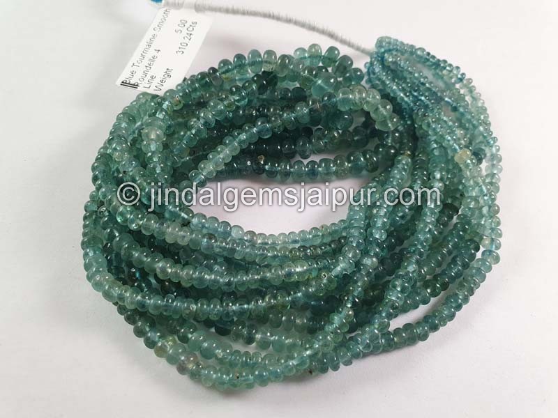 Blue Tourmaline Smooth Roundelle Beads