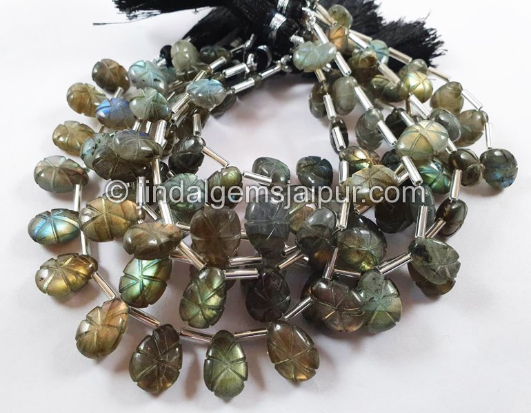 Labradorite Carved Heart Beads