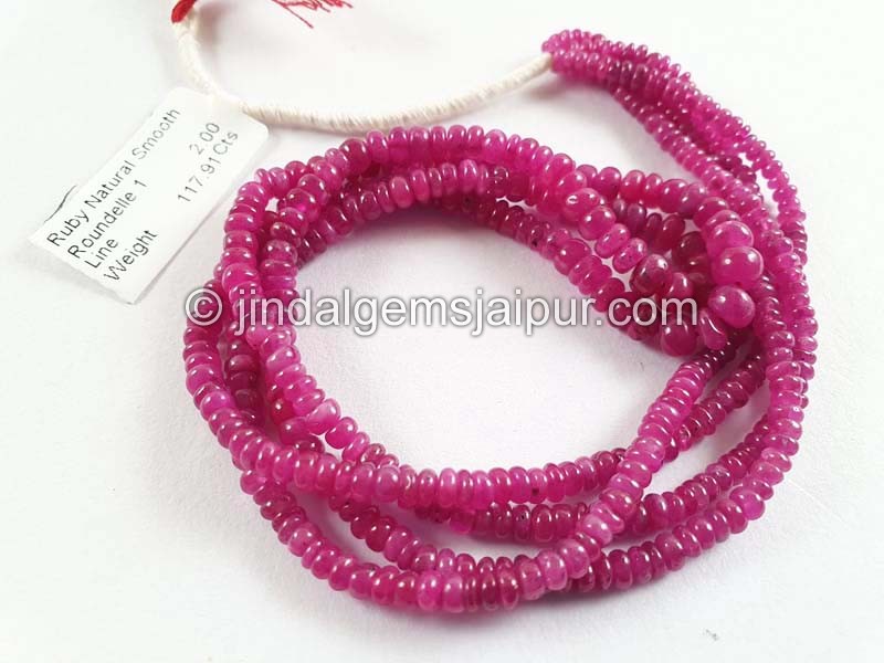 Ruby Natural Smooth Roundelle Beads