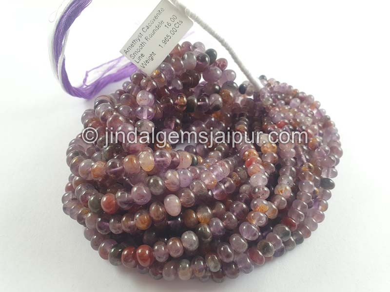 Amethyst Cacoxenite Smooth Roundelle Beads