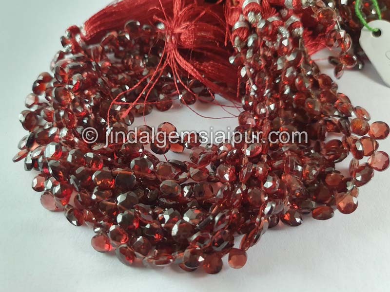 Garnet Faceted Heart Beads