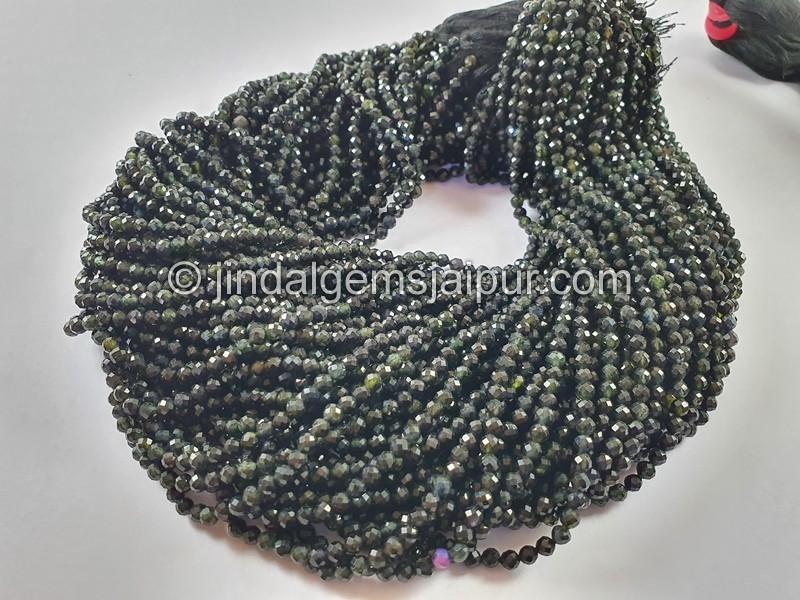 Black Tourmaline Faceted Round Beads