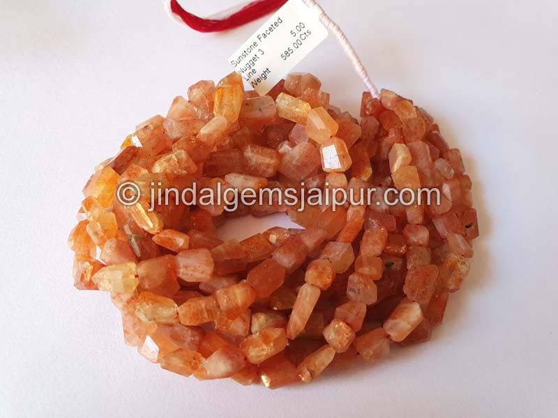 Sunstone Faceted Nugget Shape Beads