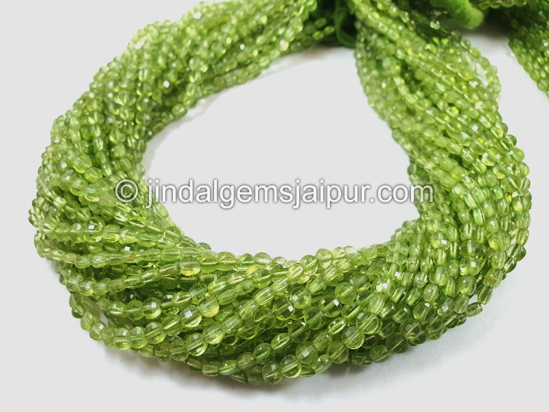 Peridot Faceted Coin Beads