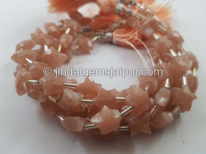 Peach Moonstone Faceted Star Beads