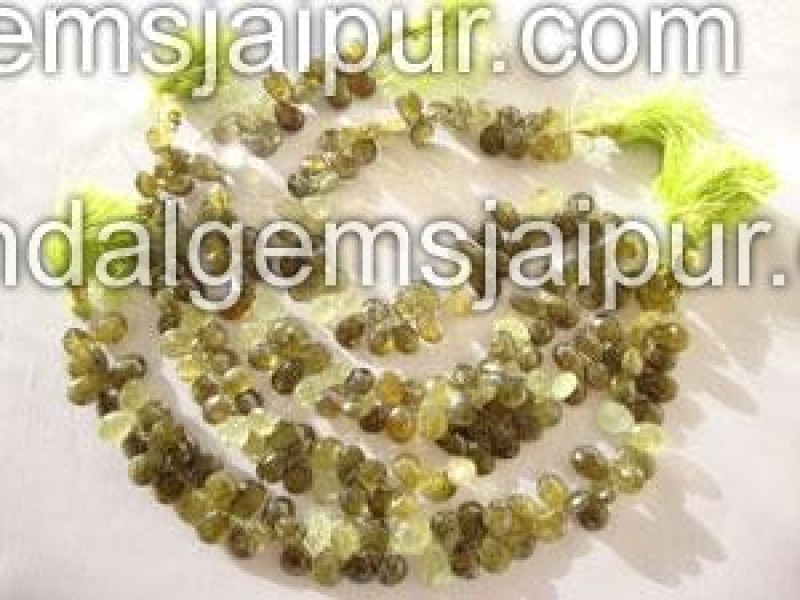 Grossular Garnet Briollete Pear Shape Beads